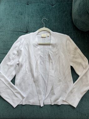 Cyrus White Open Drape Front Women's Cardigan